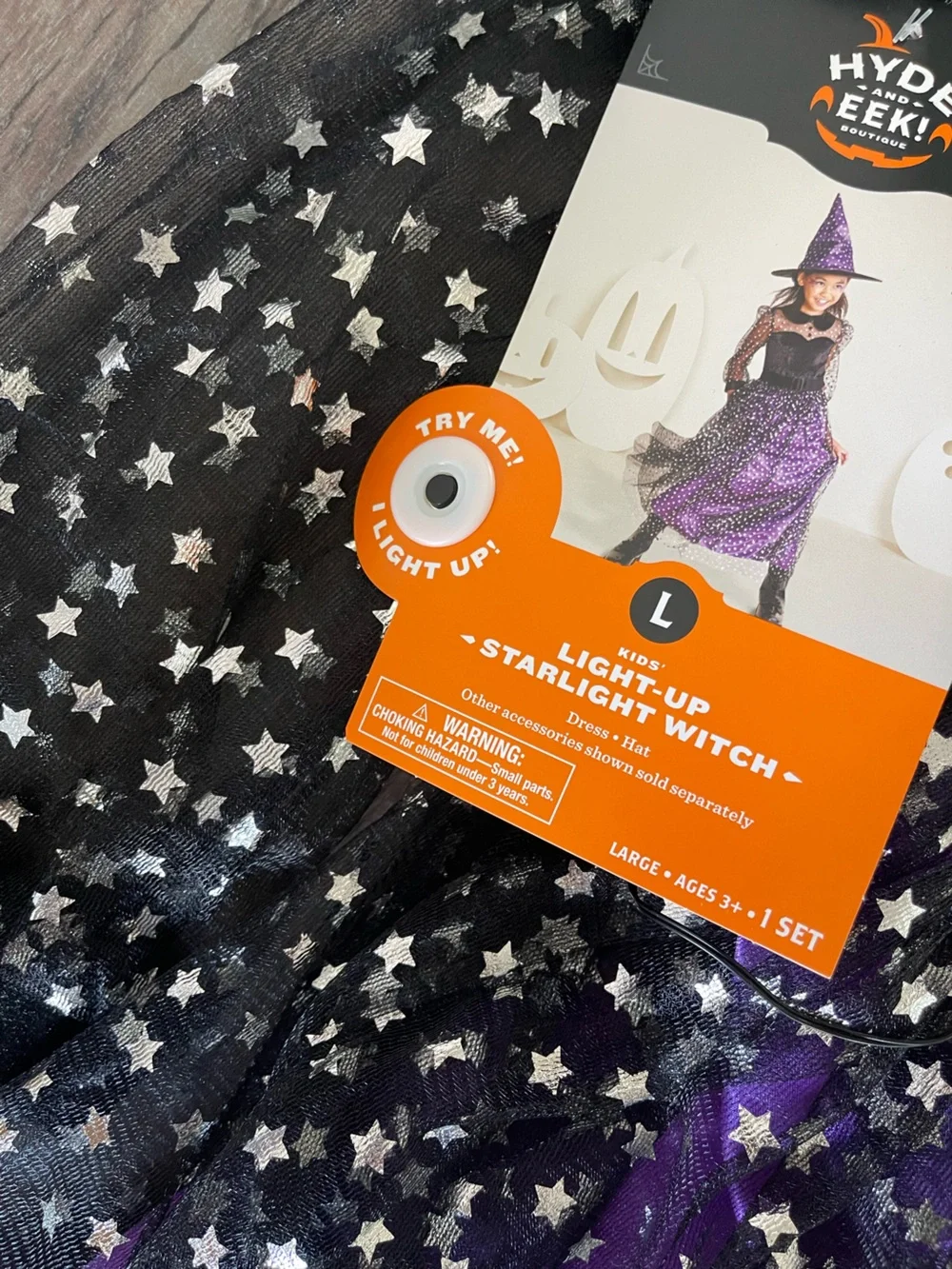 Hyde & EEK! Boutique Light-Up Starlight Witch Costume Dress for girls size L
